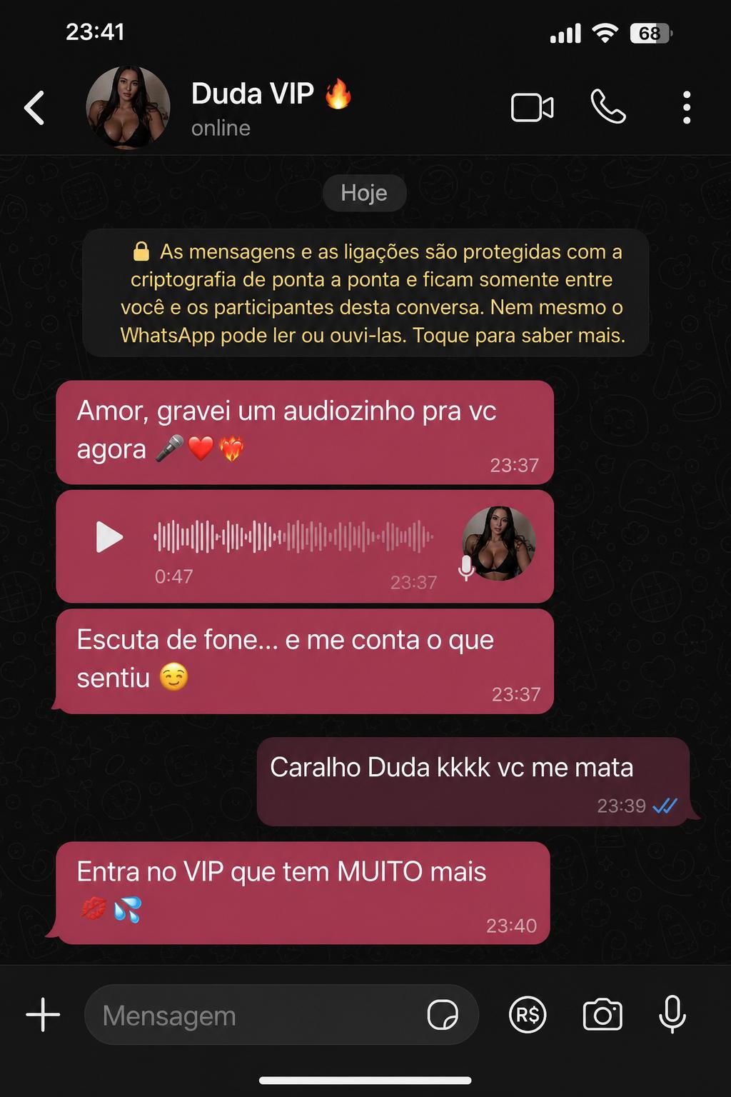Print 3 do chat com a Duda
