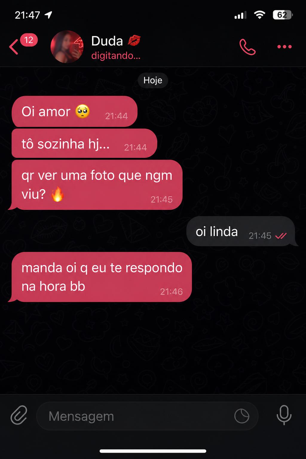 Print 1 do chat com a Duda